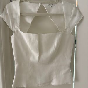 Reformation Ivory Square Neck Blouse